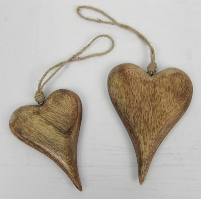 set of two large wooden hanging hearts £25