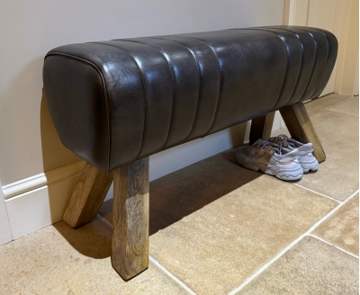 luxury pewter grey hide leather pommel bench £279