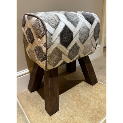 grey cowhide luxury pommel stool  £159