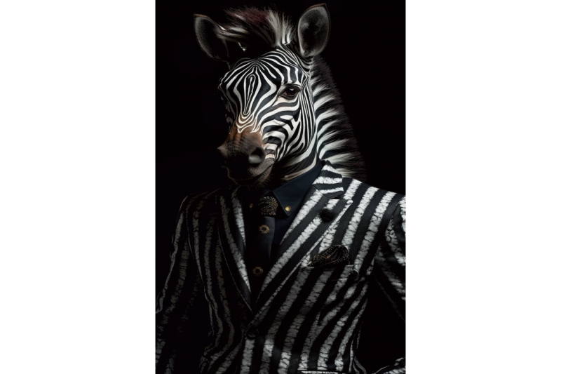 zebra in suit glass wall art £69