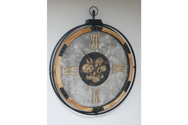 wooden moving cogs clock £129