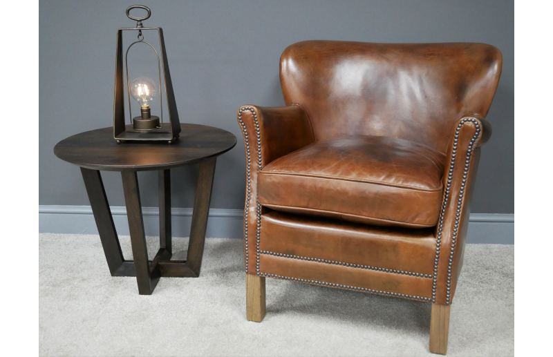 cosy brown leather occasional chair  £699