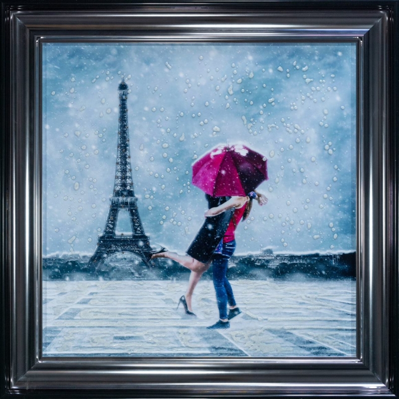 eiffel tower snowy pride framed wall art