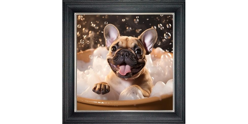 frenchy in bubble bath framed wall art £49