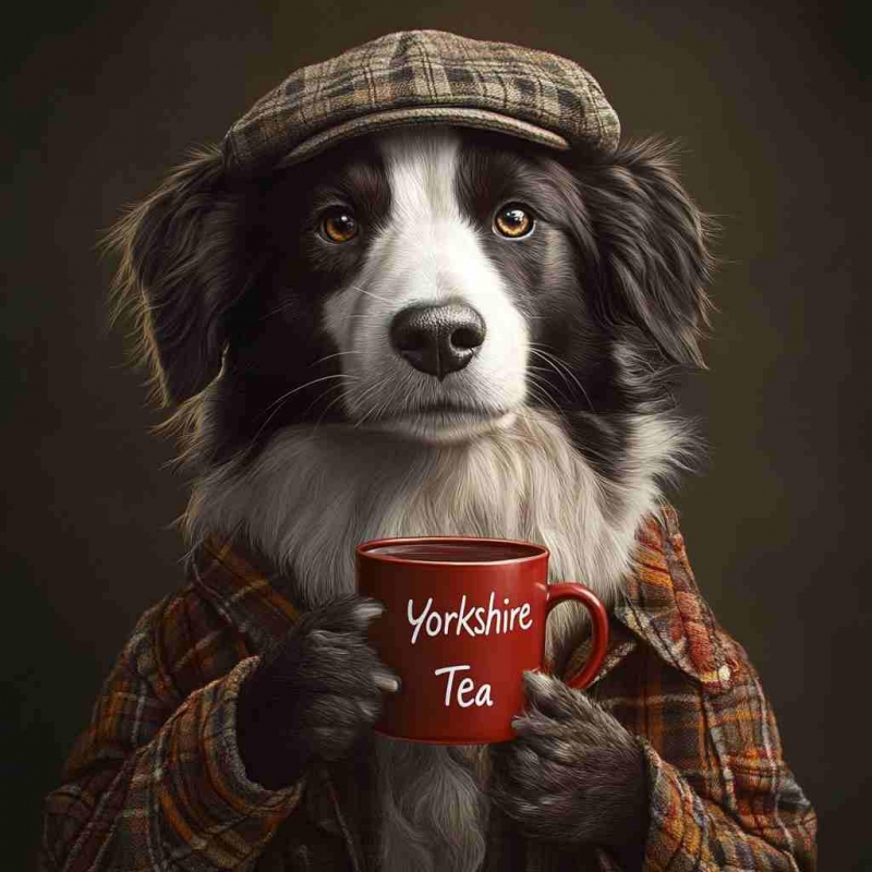 border collie yorkshire tea framed wall art