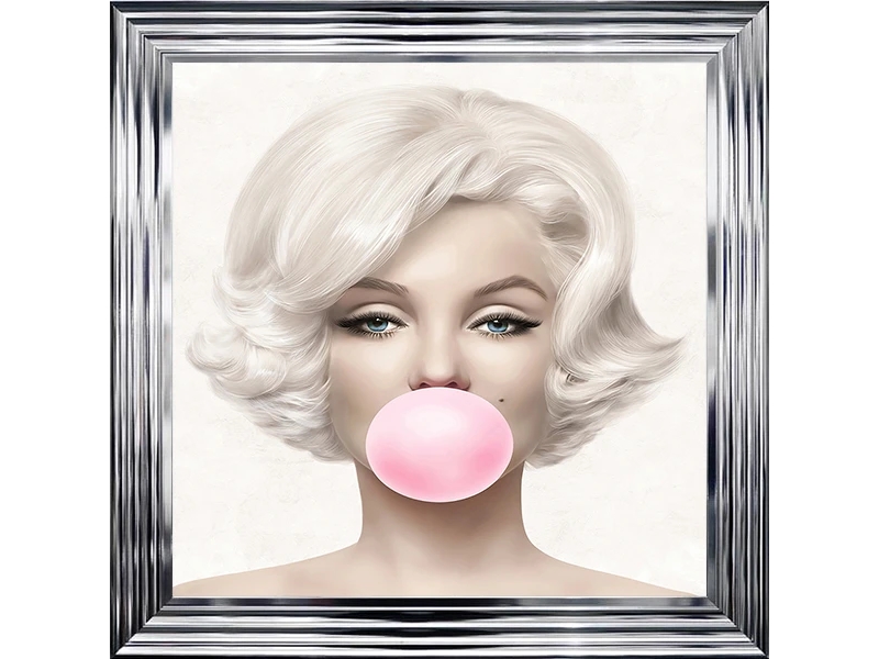 marilyn blowing bubble framed wall art