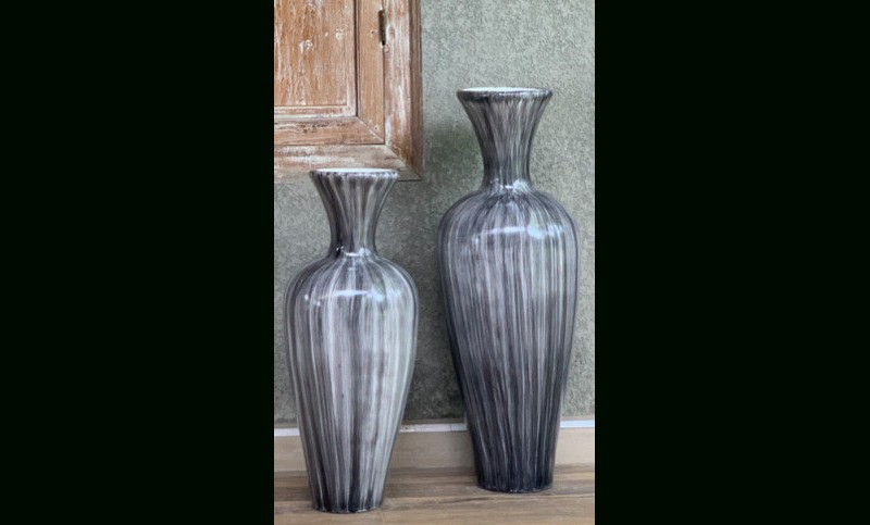 black and white stripe floor standing vases large £189 medium £149