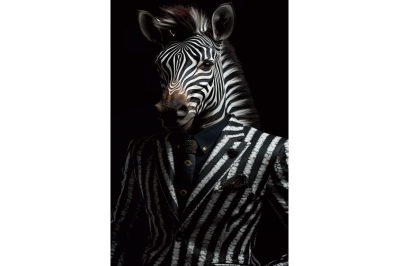 zebra in suit glass wall art £69