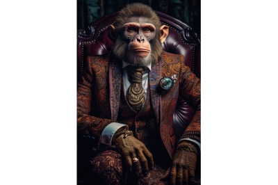 monkey in suit glass wall art £69