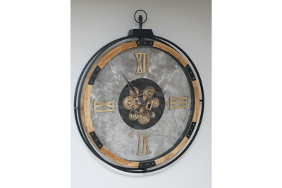 iron wooden marble face clock £129