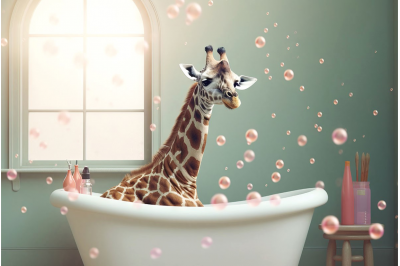 giraffe in bath glass wall art was £69 now £59