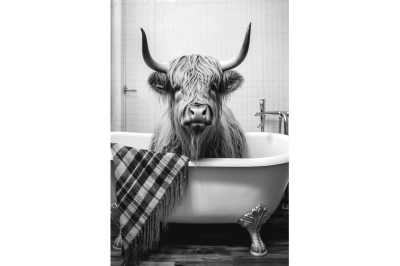 highland cow in bath glass wall art was £69 now £59