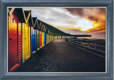 beach huts framed wall art