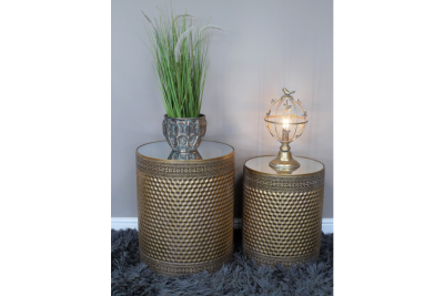 set of two round gold tables £159