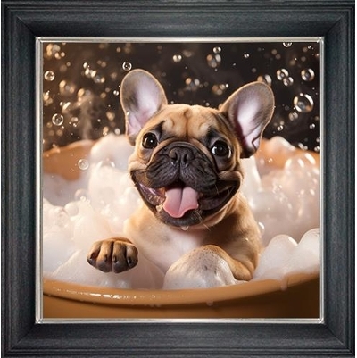 frenchy in bubble bath framed wall art £49