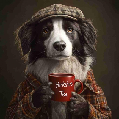 border collie yorkshire tea framed wall art