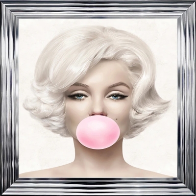 marilyn blowing bubble framed wall art