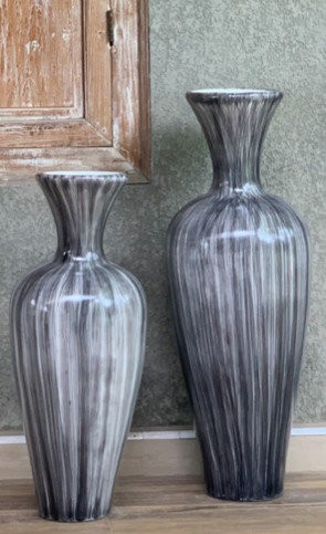 black and white stripe floor standing vases large £189 medium £149