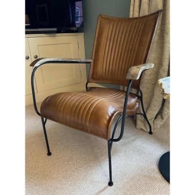 high back brown hide leather chair £319